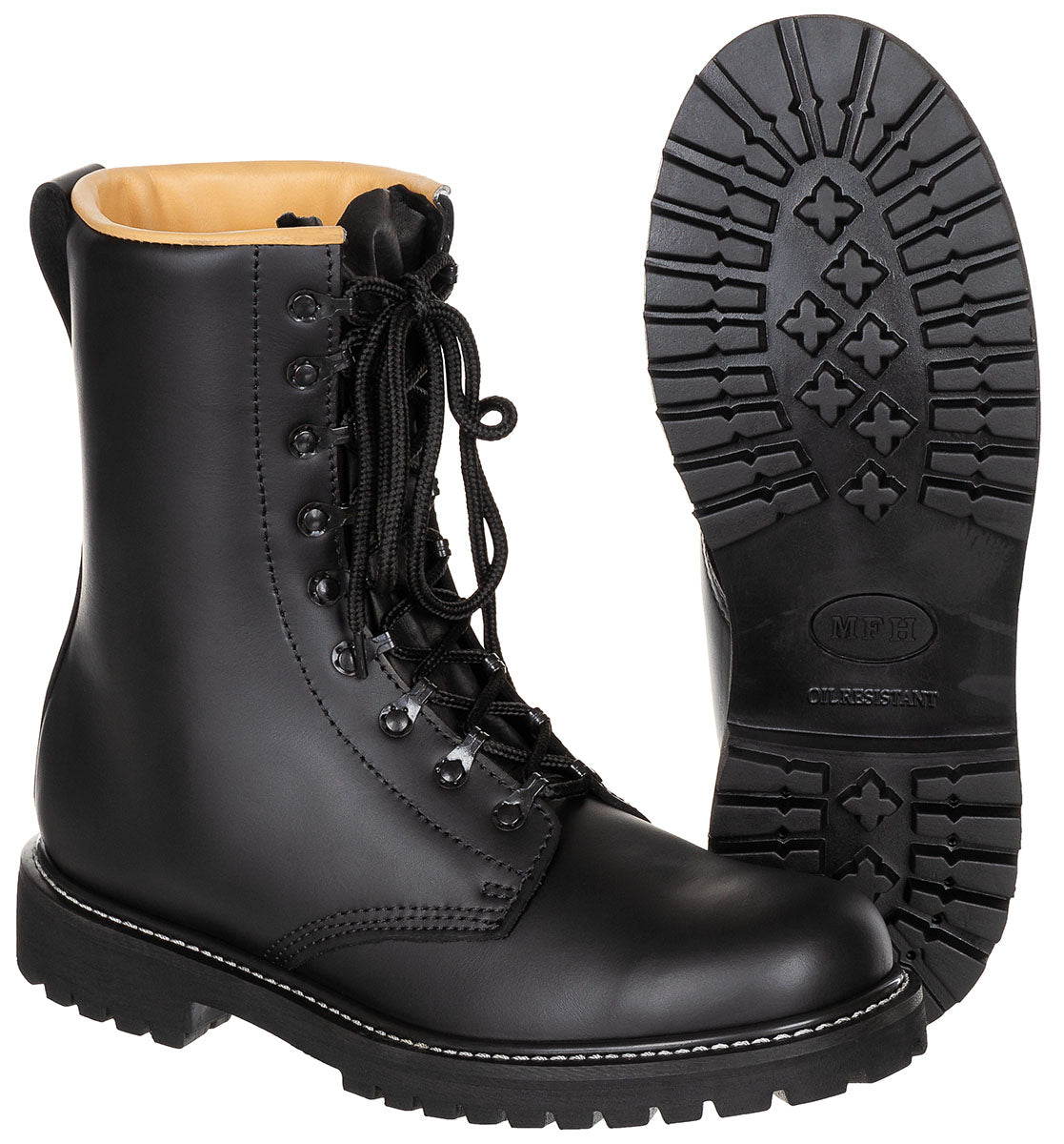 Rangers de combat, noir, cuir, haute qualite, noir